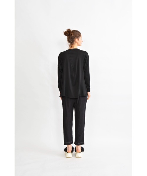 gomme（ゴム）の「ファインスムース　ウェーブカーディガン（スウェット・レディース・ブラック/ブルー・MEDIUM）」の5枚目の写真