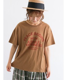 Samansa Mos2 | 後ろ編み上げロゴプリントTシャツ(Tシャツ/カットソー)