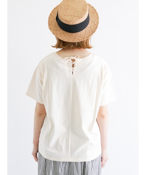 Samansa Mos2（サマンサ モスモス）の「後ろ編み上げロゴプリントTシャツ（Tシャツ/カットソー・レディース・グリーン/キャメル/チャコール/キナリ・ﾌﾘ-）」の22枚目の写真