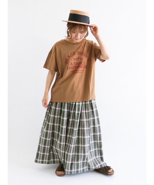 Samansa Mos2（サマンサ モスモス）の「後ろ編み上げロゴプリントTシャツ（Tシャツ/カットソー・レディース・グリーン/キャメル/チャコール/キナリ・ﾌﾘ-）」の6枚目の写真