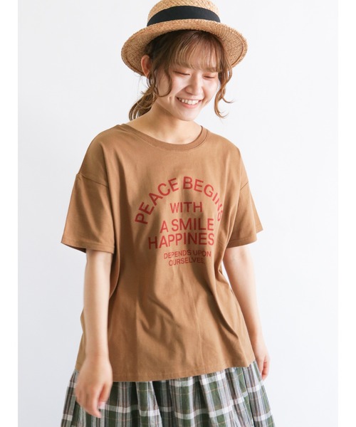Samansa Mos2（サマンサ モスモス）の「後ろ編み上げロゴプリントTシャツ（Tシャツ/カットソー・レディース・グリーン/キャメル/チャコール/キナリ・ﾌﾘ-）」の9枚目の写真