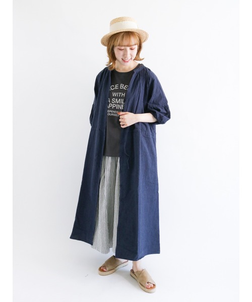 Samansa Mos2（サマンサ モスモス）の「後ろ編み上げロゴプリントTシャツ（Tシャツ/カットソー・レディース・グリーン/キャメル/チャコール/キナリ・ﾌﾘ-）」の12枚目の写真