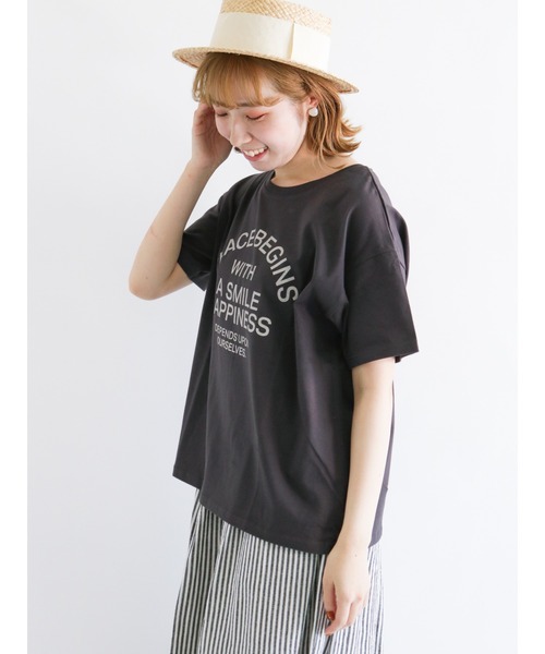 Samansa Mos2（サマンサ モスモス）の「後ろ編み上げロゴプリントTシャツ（Tシャツ/カットソー・レディース・グリーン/キャメル/チャコール/キナリ・ﾌﾘ-）」の10枚目の写真