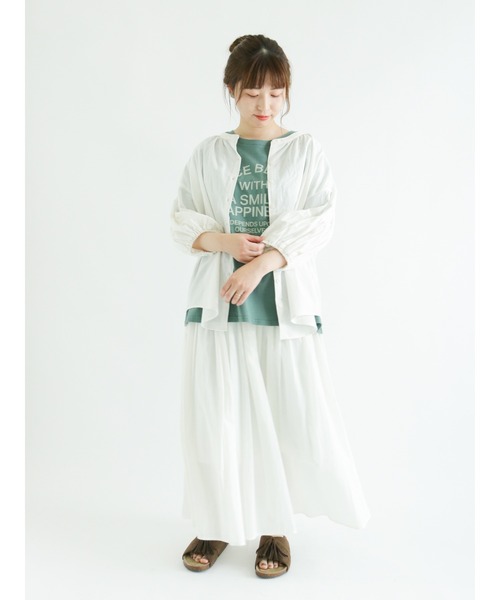 Samansa Mos2（サマンサ モスモス）の「後ろ編み上げロゴプリントTシャツ（Tシャツ/カットソー・レディース・グリーン/キャメル/チャコール/キナリ・ﾌﾘ-）」の14枚目の写真