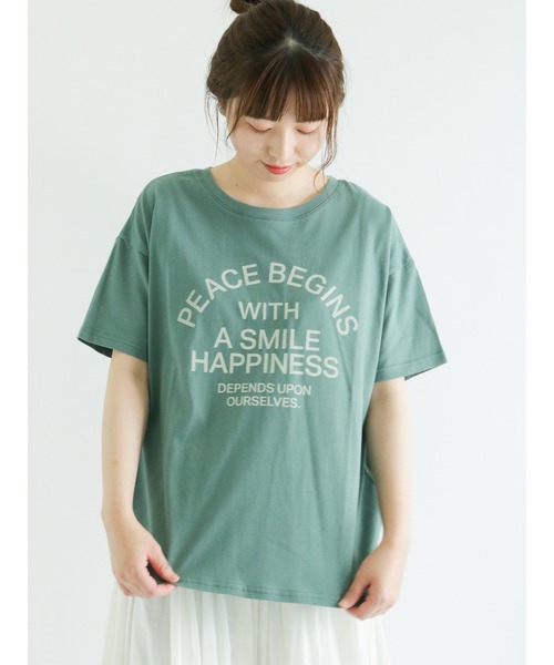 Samansa Mos2（サマンサ モスモス）の「後ろ編み上げロゴプリントTシャツ（Tシャツ/カットソー・レディース・グリーン/キャメル/チャコール/キナリ・ﾌﾘ-）」の15枚目の写真