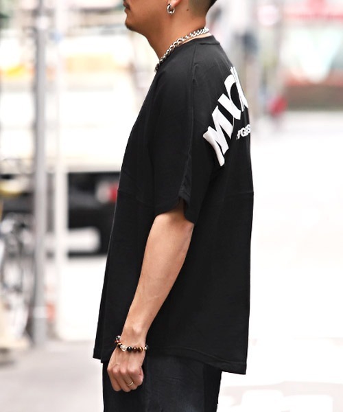 LUXSTYLE(ラグスタイル)の「発泡バックロゴプリントBIGTシャツ(Tシャツ/カットソー・メンズ・ブルー/ホワイト/杢グレー/ブラック×ホワイト/ブラック・L/M)」の9枚目の写真