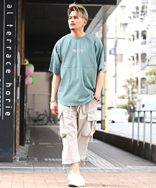 LUXSTYLE(ラグスタイル)の「発泡バックロゴプリントBIGTシャツ(Tシャツ/カットソー・メンズ・ブルー/ホワイト/杢グレー/ブラック×ホワイト/ブラック・L/M)」の16枚目の写真