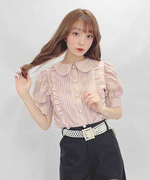 Swankiss（スワンキス）の「PI maid cotton B/L（シャツ/ブラウス・レディース・ホワイト/サックスブルー/ピンク・FREE）」の3枚目の写真