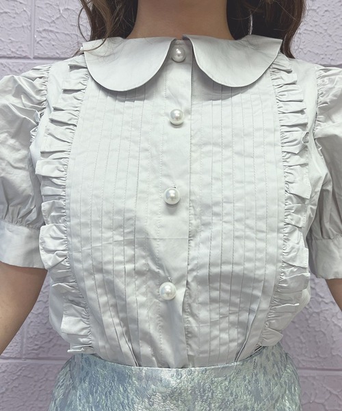 Swankiss（スワンキス）の「PI maid cotton B/L（シャツ/ブラウス・レディース・ホワイト/サックスブルー/ピンク・FREE）」の7枚目の写真