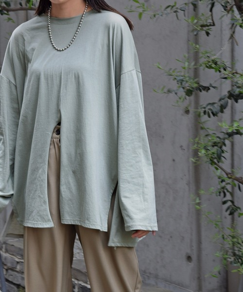 Marient(マリエント)の「センターオープンミューズロンTEE(Tシャツ/カットソー・レディース・ホワイト/カーキ/ブラック・FREE)」の3枚目の写真