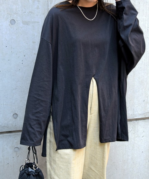 Marient(マリエント)の「センターオープンミューズロンTEE(Tシャツ/カットソー・レディース・ホワイト/カーキ/ブラック・FREE)」の2枚目の写真