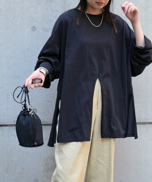 Marient(マリエント)の「センターオープンミューズロンTEE(Tシャツ/カットソー・レディース・ホワイト/カーキ/ブラック・FREE)」の4枚目の写真