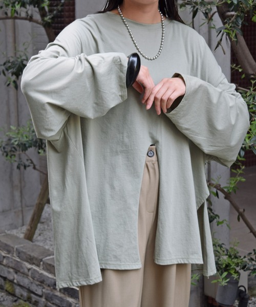 Marient(マリエント)の「センターオープンミューズロンTEE(Tシャツ/カットソー・レディース・ホワイト/カーキ/ブラック・FREE)」の8枚目の写真