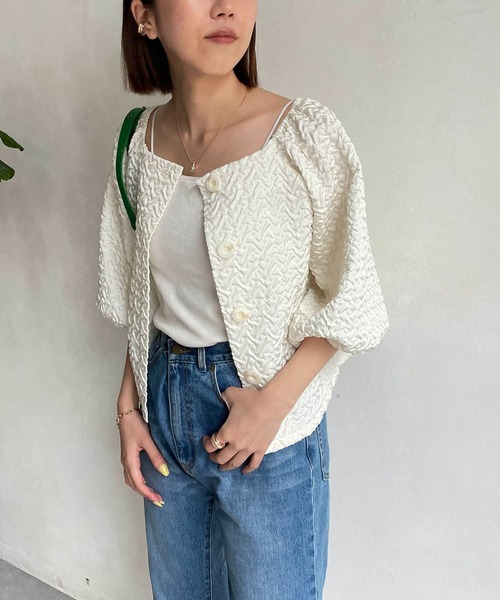 CAPRICIEUX LE'MAGE(カプリシューレマージュ)の「ポコポコ2WAYプルオーバー(シャツ/ブラウス・レディース・ホワイト/イエロー/ブラック・FREE)」の1枚目の写真