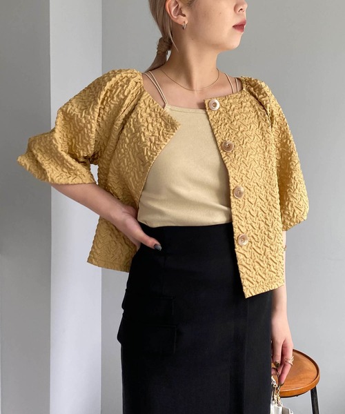 CAPRICIEUX LE'MAGE(カプリシューレマージュ)の「ポコポコ2WAYプルオーバー(シャツ/ブラウス・レディース・ホワイト/イエロー/ブラック・FREE)」の3枚目の写真