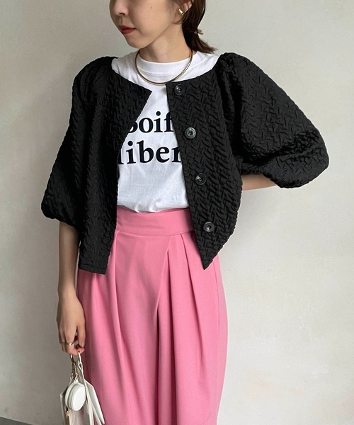 CAPRICIEUX LE'MAGE(カプリシューレマージュ)の「ポコポコ2WAYプルオーバー(シャツ/ブラウス・レディース・ホワイト/イエロー/ブラック・FREE)」の2枚目の写真