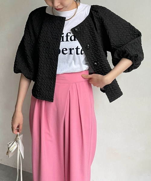 CAPRICIEUX LE'MAGE(カプリシューレマージュ)の「ポコポコ2WAYプルオーバー(シャツ/ブラウス・レディース・ホワイト/イエロー/ブラック・FREE)」の7枚目の写真