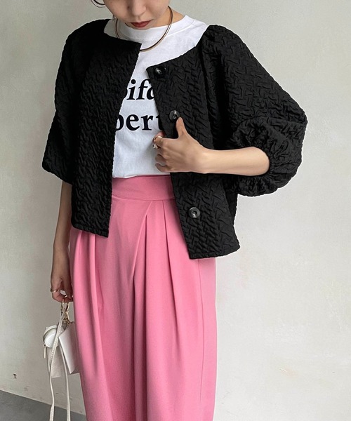 CAPRICIEUX LE'MAGE(カプリシューレマージュ)の「ポコポコ2WAYプルオーバー(シャツ/ブラウス・レディース・ホワイト/イエロー/ブラック・FREE)」の9枚目の写真