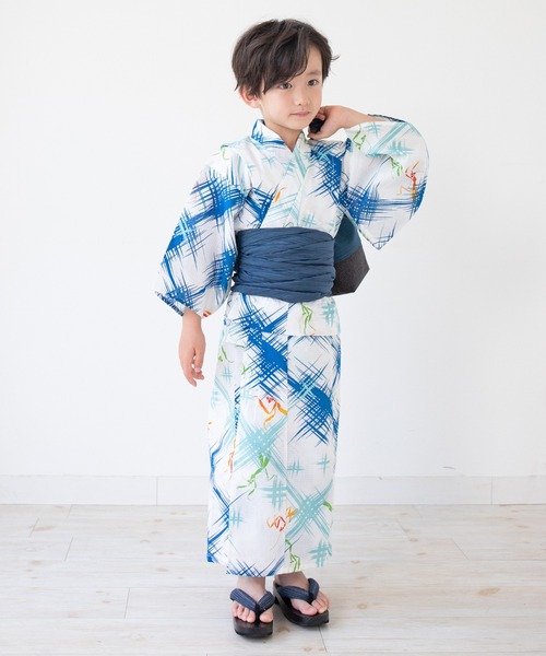 ゆかた館グレース(ユカタカングレース)の「キッズ浴衣 2点セット(浴衣/帯)(浴衣・キッズ・グレー系/ホワイト系・100cm/110cm/120cm)」の3枚目の写真