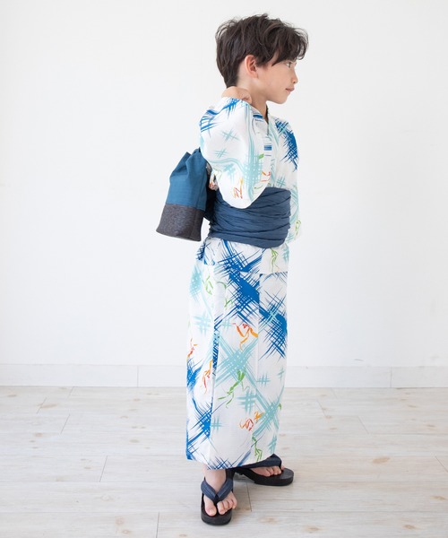ゆかた館グレース(ユカタカングレース)の「キッズ浴衣 2点セット(浴衣/帯)(浴衣・キッズ・グレー系/ホワイト系・100cm/110cm/120cm)」の6枚目の写真