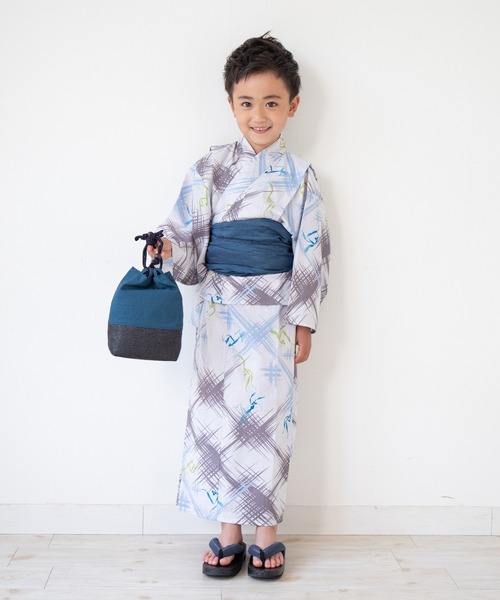 ゆかた館グレース(ユカタカングレース)の「キッズ浴衣 2点セット(浴衣/帯)(浴衣・キッズ・グレー系/ホワイト系・100cm/110cm/120cm)」の8枚目の写真