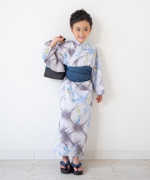 ゆかた館グレース(ユカタカングレース)の「キッズ浴衣 2点セット(浴衣/帯)(浴衣・キッズ・グレー系/ホワイト系・100cm/110cm/120cm)」の12枚目の写真