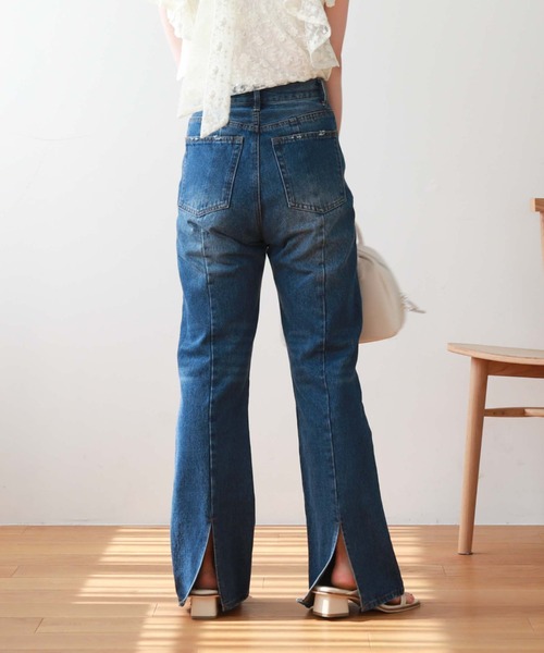 archives（アルシーヴ）の「スリットデニム（デニムパンツ・レディース・ブラック/ブルー/サックスブルー・SMALL/MEDIUM）」の3枚目の写真