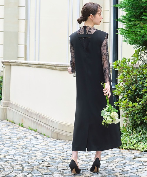girl(ガール)の「総レースワンピース&ロングジレのレイヤードロング丈 結婚式 ワンピース ドレス(ドレス・レディース・ブラック/ブルーグレー/ピンクベージュ・S/M/L)」の13枚目の写真