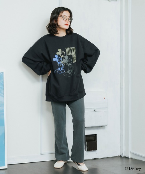 MICKEY MOUSE（ミッキーマウス）の「ROOPTOKYO別注:<MICKEY> クルーネックスウェット ディズニー キャラデザイン オーバーサイズ（スウェット・レディース・ブラック/ネイビー/グレー・M/L/XL）」の16枚目の写真