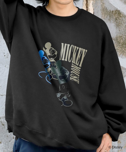 MICKEY MOUSE（ミッキーマウス）の「ROOPTOKYO別注:<MICKEY> クルーネックスウェット ディズニー キャラデザイン オーバーサイズ（スウェット・レディース・ブラック/ネイビー/グレー・M/L/XL）」の14枚目の写真