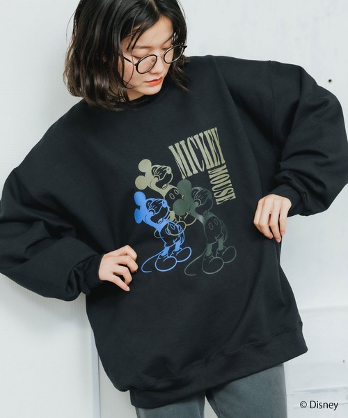 MICKEY MOUSE（ミッキーマウス）の「ROOPTOKYO別注:<MICKEY> クルーネックスウェット ディズニー キャラデザイン オーバーサイズ（スウェット・レディース・ブラック/ネイビー/グレー・M/L/XL）」の22枚目の写真