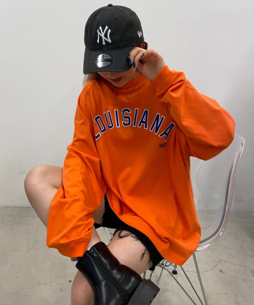 WEGO（ウィゴー）の「WEGO/ヘビーウエイト スタジアムロゴロンT（Tシャツ/カットソー・メンズ・ダークグリーン/サックスブルー/オレンジ/グレー系その他・MEDIUM/LARGE）」の4枚目の写真