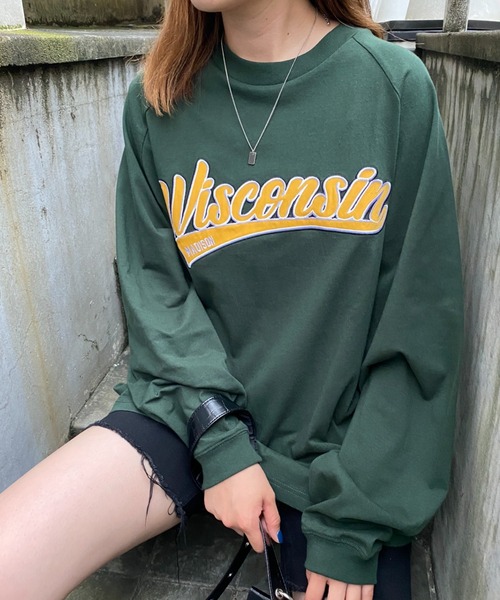 WEGO（ウィゴー）の「WEGO/ヘビーウエイト スタジアムロゴロンT（Tシャツ/カットソー・メンズ・ダークグリーン/サックスブルー/オレンジ/グレー系その他・MEDIUM/LARGE）」の3枚目の写真