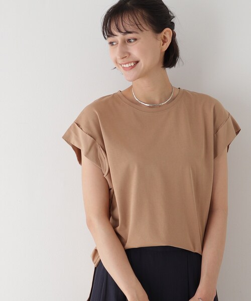 DRESKIP(ドレスキップ)の「◆【接触冷感】きれい見えTシャツ(Tシャツ/カットソー・レディース・ブラック/ブルー/キャメル/ピンク系・02/03)」の1枚目の写真