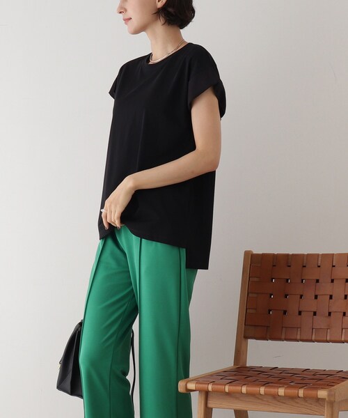 DRESKIP(ドレスキップ)の「◆【接触冷感】きれい見えTシャツ(Tシャツ/カットソー・レディース・ブラック/ブルー/キャメル/ピンク系・02/03)」の5枚目の写真