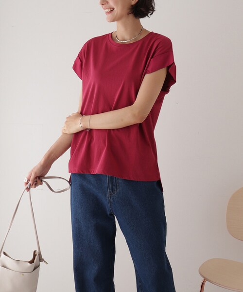 DRESKIP(ドレスキップ)の「◆【接触冷感】きれい見えTシャツ(Tシャツ/カットソー・レディース・ブラック/ブルー/キャメル/ピンク系・02/03)」の15枚目の写真