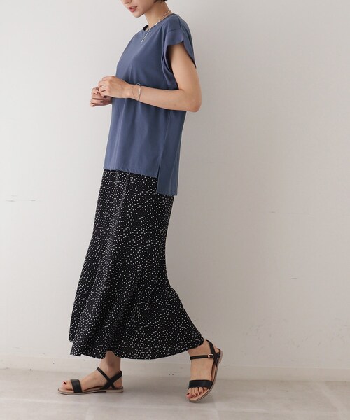 DRESKIP(ドレスキップ)の「◆【接触冷感】きれい見えTシャツ(Tシャツ/カットソー・レディース・ブラック/ブルー/キャメル/ピンク系・02/03)」の8枚目の写真