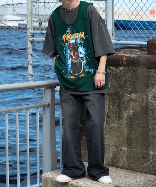 Perushu（ペルーシュ）の「オーバーバンドタンクトップ（タンクトップ・メンズ・ブラック/グリーン/レッド・LARGE/MEDIUM）」の13枚目の写真