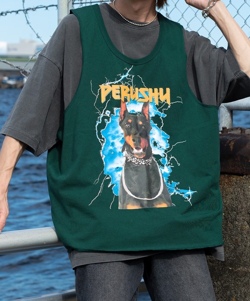 Perushu（ペルーシュ）の「オーバーバンドタンクトップ（タンクトップ・メンズ・ブラック/グリーン/レッド・LARGE/MEDIUM）」の17枚目の写真
