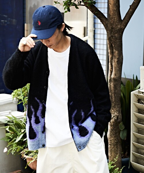 FREAK'S STORE（フリークスストア）の「WEB限定 別注 ビッグシルエット モヘヤタッチ 総柄 ルーズカーディガン（カーディガン/ボレロ・メンズ・ブラック×レッド/ブラック×ブルー/グレー系その他/レオパード/チェック・SMALL/MEDIUM/LARGE）」の18枚目の写真