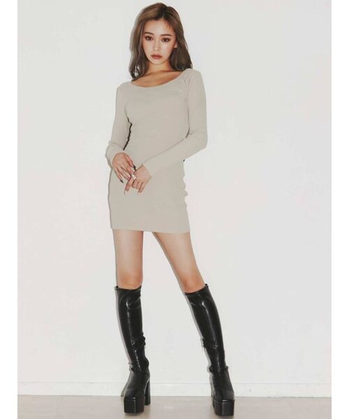 GYDA(ジェイダ)の「バックリボン テレコミニワンピース(ワンピース・レディース・ブラック/カーキ/アイボリー・FREE)」の13枚目の写真