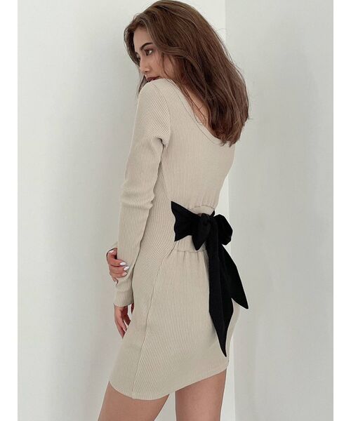 GYDA(ジェイダ)の「バックリボン テレコミニワンピース(ワンピース・レディース・ブラック/カーキ/アイボリー・FREE)」の12枚目の写真