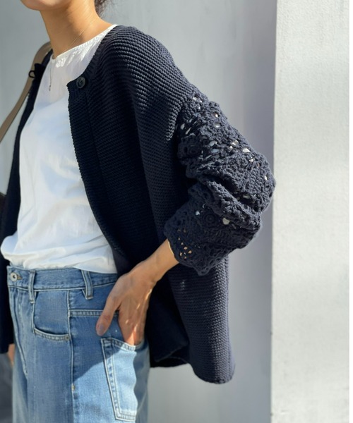 BEARDSLEY（ビアズリー）の「《ビアズリー》透かし編み クロシェットスリーブカーディガン（カーディガン/ボレロ・レディース・ネイビー/ベージュ/ライトグレー・FREE）」の11枚目の写真