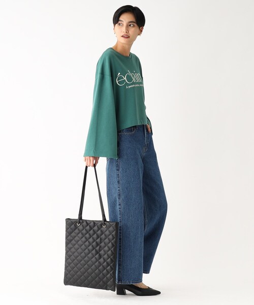 OPAQUE.CLIP（オペークドットクリップ）の「◆キルティングトートバッグ【A4サイズ収納可能】（トートバッグ・レディース・ブラック/ブラック系/ダークグリーン系・00）」の7枚目の写真