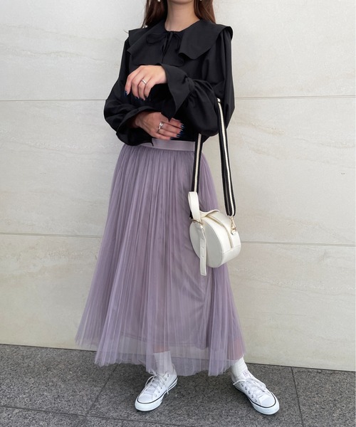 Meli rich(メリーリッチ)の「ベルスリーブフリルカラーブラウス(シャツ/ブラウス・レディース・オフホワイト/スモークピンク/グレイッシュブルー/ブラック・MEDIUM)」の12枚目の写真