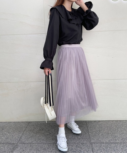 Meli rich(メリーリッチ)の「ベルスリーブフリルカラーブラウス(シャツ/ブラウス・レディース・オフホワイト/スモークピンク/グレイッシュブルー/ブラック・MEDIUM)」の16枚目の写真