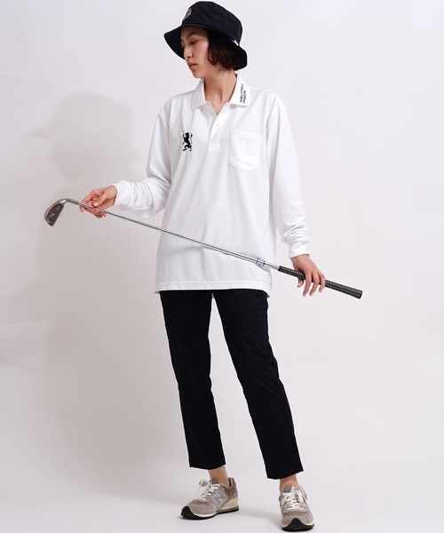 GIORDANO（ジョルダーノ）の「[GIORDANO] ライオン刺繍ロングスリーブポロシャツ（ポロシャツ・レディース・ホワイト/ブラック・LARGE/MEDIUM/X-LARGE）」の4枚目の写真