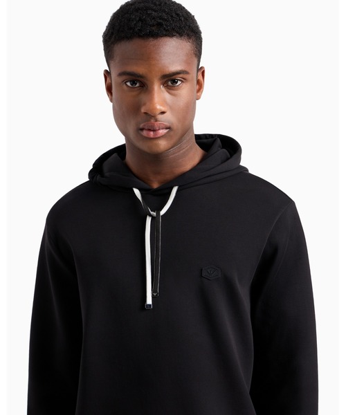 EMPORIO ARMANI ロゴ フード付きスウェットシャツ 関税送料込 ASV フード付きスウェットシャツ ダブルジャージー 3色