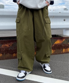 EPNK】Snap button tuck cargo pants / スナップボタンタックカーゴ