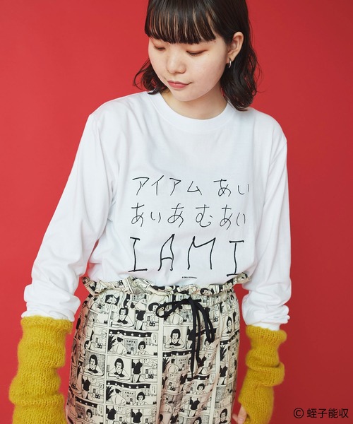 IAM I アイアムアイTシャツワンピ　赤ピンクボーダー I am I in fact（アイアムアイインファクト）｜Tシャツ